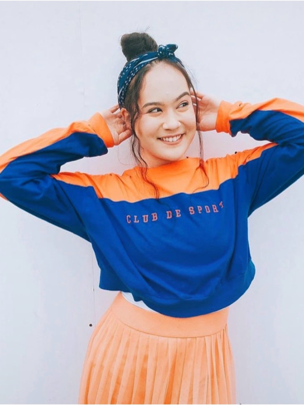Forever 21 Blue and Orange Colorblock Crop Top